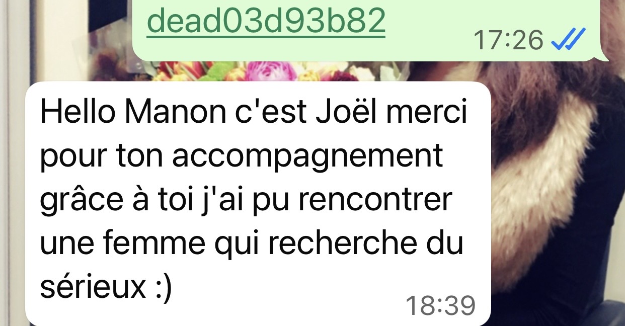 Témoignage de Joël remerciant Manon pour son accompagnement